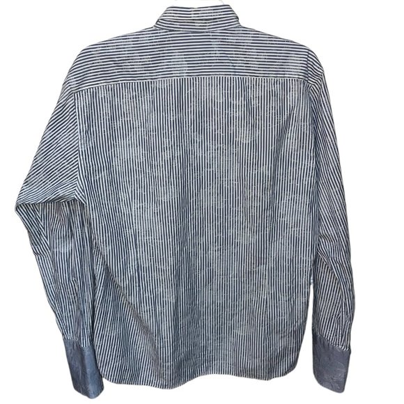Men's Ted Baker London Grey/White Stripe Button Down Dress Shirt‎ Size 6 (2XL) - Picture 3 of 8